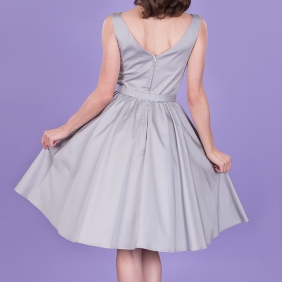 Tatyana Crystal Swing Dress Gray w White Lace - Picture 3 of 3